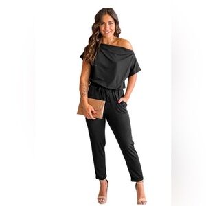 Elegant Black Off-Shoulder Jumpsuit